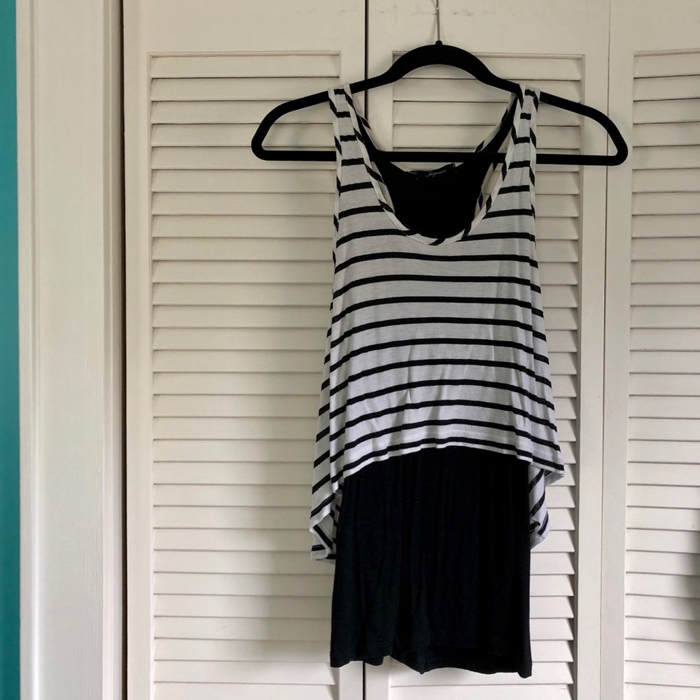 ❌[SOLD]❌ Layered top with b&w stripe top and black under